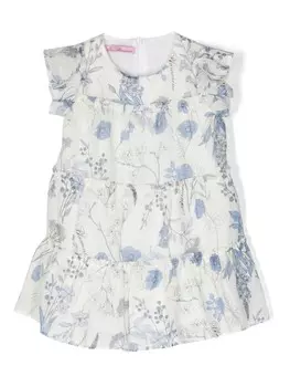 Miss Blumarine платье с оборками и цветочным принтом, серый