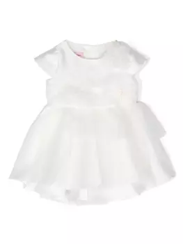 Miss Blumarine расклешенное платье с цветочной аппликацией, белый