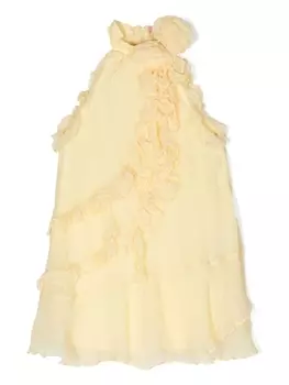 Miss Blumarine шифоновое платье с оборками, желтый