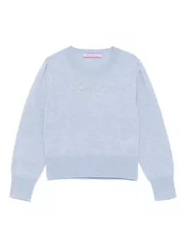 Miss Blumarine свитер с логотипом из страз, синий