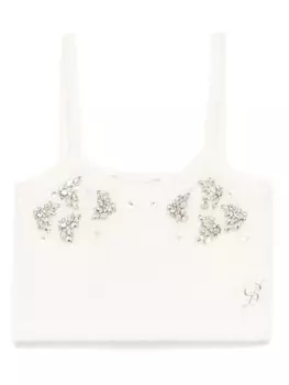 Miss Blumarine трикотажный топ с кристаллами, серый