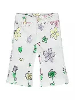 Miss Grant Kids брюки с цветочным принтом, зеленый