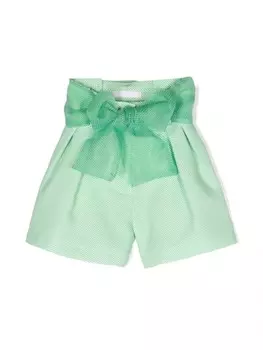 Miss Grant Kids клетчатые шорты с поясом, зеленый