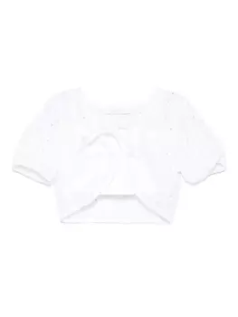 Miss Grant Kids комплект из блузки и топа с английской вышивкой, белый