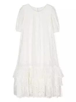 Miss Grant платье с оборками и английской вышивкой, белый