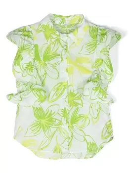 Miss Grant поплиновая рубашка с цветочным принтом, зеленый