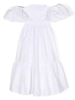 Miss Grant поплиновое платье с объемными рукавами, белый