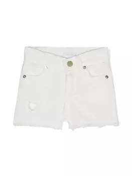 Miss Grant шорты с вырезами и бахромой, белый