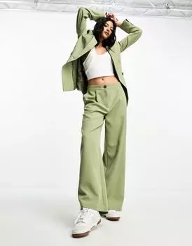 Miss Selfridge – элегантные брюки цвета хаки широкого кроя