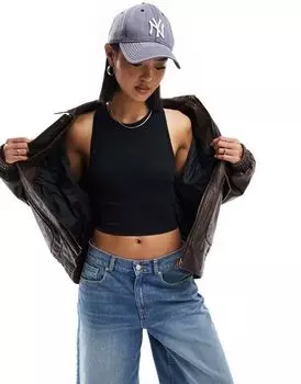 Miss Selfridge - черный бесшовный топ-борцовка