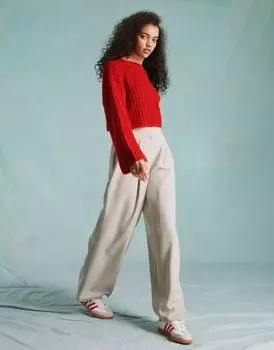 Miss Selfridge – Элегантные брюки каменно-бежевого цвета широкого кроя