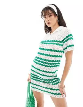 Miss Selfridge — контрастное платье крючком с пуговицами и воротником