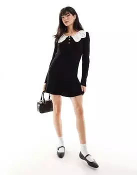 Miss Selfridge – короткое черное платье с большим воротником
