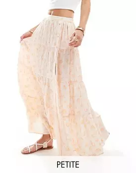 Miss Selfridge Petite – Многоярусная юбка макси с фестонами на пуговицах