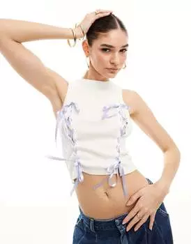 Miss Selfridge – топ цвета слоновой кости с лентами