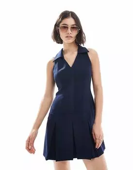 Мисс Селфридж приталенное мини-платье с халтер-воротником темно-синего цвета Miss Selfridge