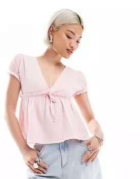 Мисс Селфридж топ из фактурного джерси в стиле бэби-кукол розового цвета Miss Selfridge