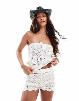 Мисс Селфридж вязаная крючком бандо пляжная кофта кремового цвета Miss Selfridge