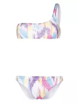 Missoni бикини асимметричного кроя с узором зигзаг, розовый
