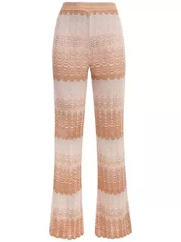 Missoni брюки-клеш с шевронным узором, оранжевый