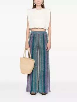 Missoni брюки-палаццо в рубчик, украшенные пайетками, синий