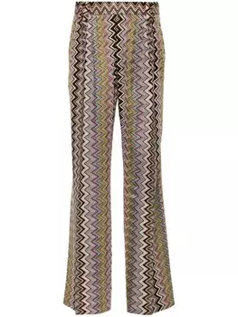 Missoni брюки с узором зигзаг, коричневый