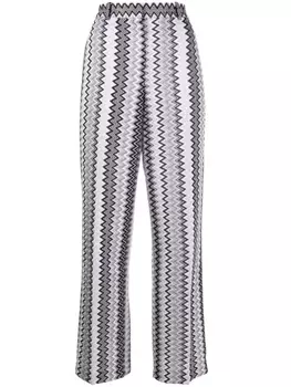 Missoni брюки с завышенной талией и узором зигзаг, фиолетовый