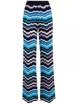 Missoni брюки с завышенной талией и узором зигзаг, синий
