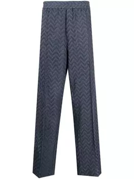Missoni брюки строгого кроя с узором зигзаг, синий