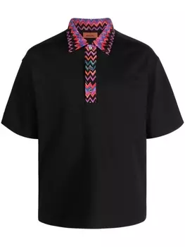 Missoni chevron-trim cotton polo shirt, черный