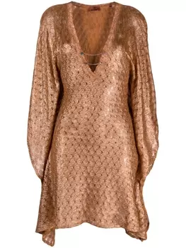 Missoni декорированный кафтан с узором зигзаг, золотистый