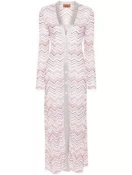 Missoni длинный кардиган с узором зигзаг, розовый