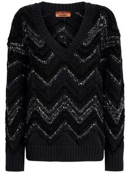 Missoni джемпер с люрексом и пайетками, черный
