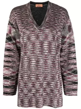 Missoni джемпер с узором зигзаг и V-образным вырезом, черный
