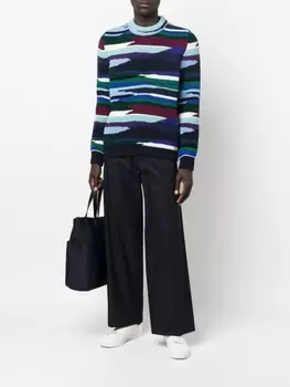 Missoni джемпер в рубчик с абстрактным узором, синий