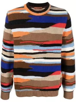Missoni джемпер в рубчик с абстрактным узором, коричневый