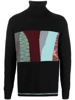 Missoni джемпер в технике пэчворк с высоким воротником, черный