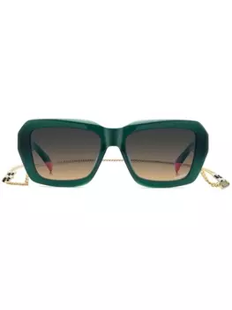 MISSONI EYEWEAR солнцезащитные очки в квадратной оправе с логотипом, зеленый