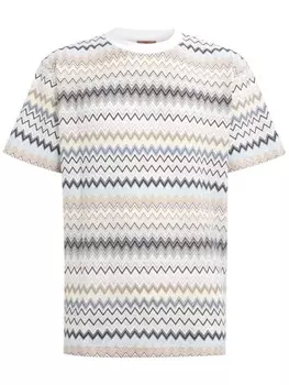 Missoni футболка из хлопка с узором «зигзаг», белый