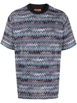 Missoni футболка с короткими рукавами и узором зигзаг, синий