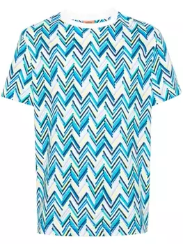 Missoni футболка с узором шеврон, синий