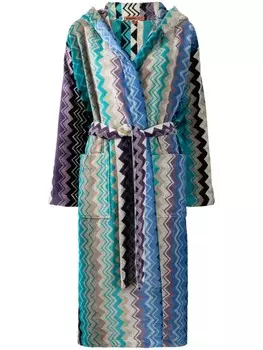 Missoni Home халат Giacomo с капюшоном и поясом, синий