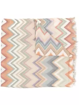 Missoni Home шарф с бахромой и узором зигзаг, синий