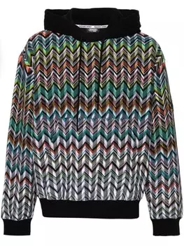 Missoni худи с узором зигзаг и вышитым логотипом, черный