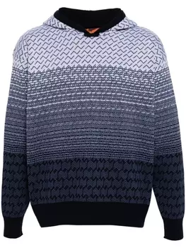 Missoni худи вязки интарсия с узором, синий