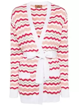 Missoni кардиган-пальто с узором зигзаг, розовый