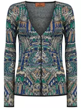 Missoni кардиган с разноцветным узором, зеленый