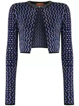 Missoni кардиган с узором зигзаг и пайетками, синий