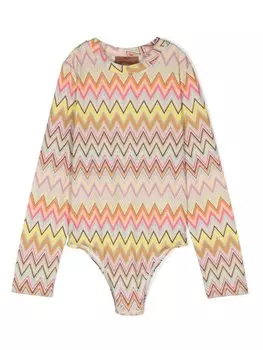 Missoni Kids боди с узором зигзаг, нейтральный цвет