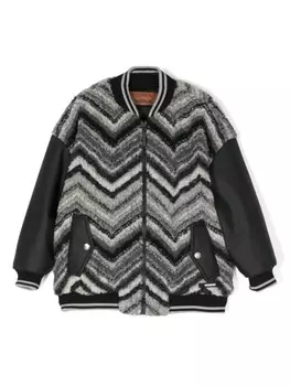 Missoni Kids бомбер с узором шеврон, черный